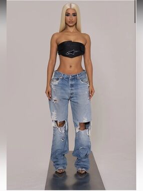 Casey Jean Light Blue Distressed Low-Rise Women's Jeans